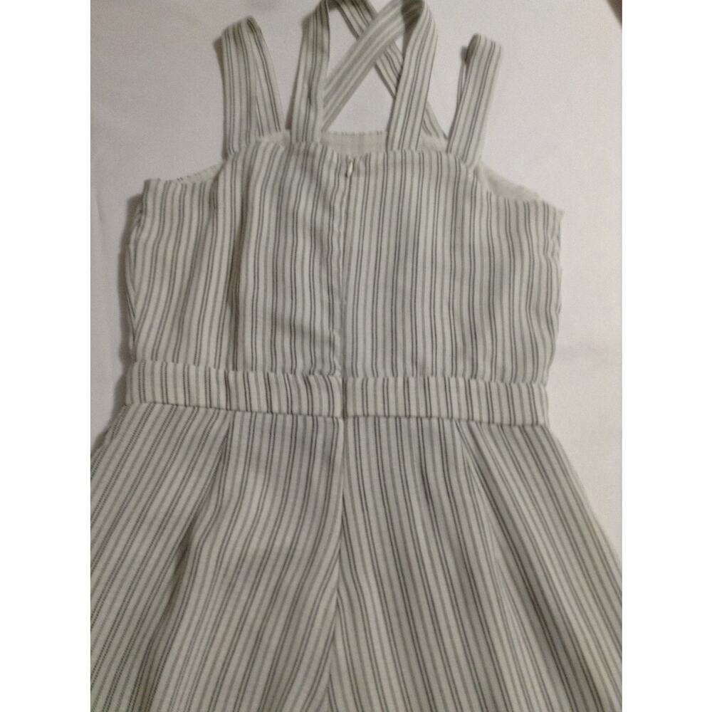 4SI3NNA Striped Wide Leg Jumpsuit S Halter Criss Cross Back Pockets White Black - Picture 12 of 16